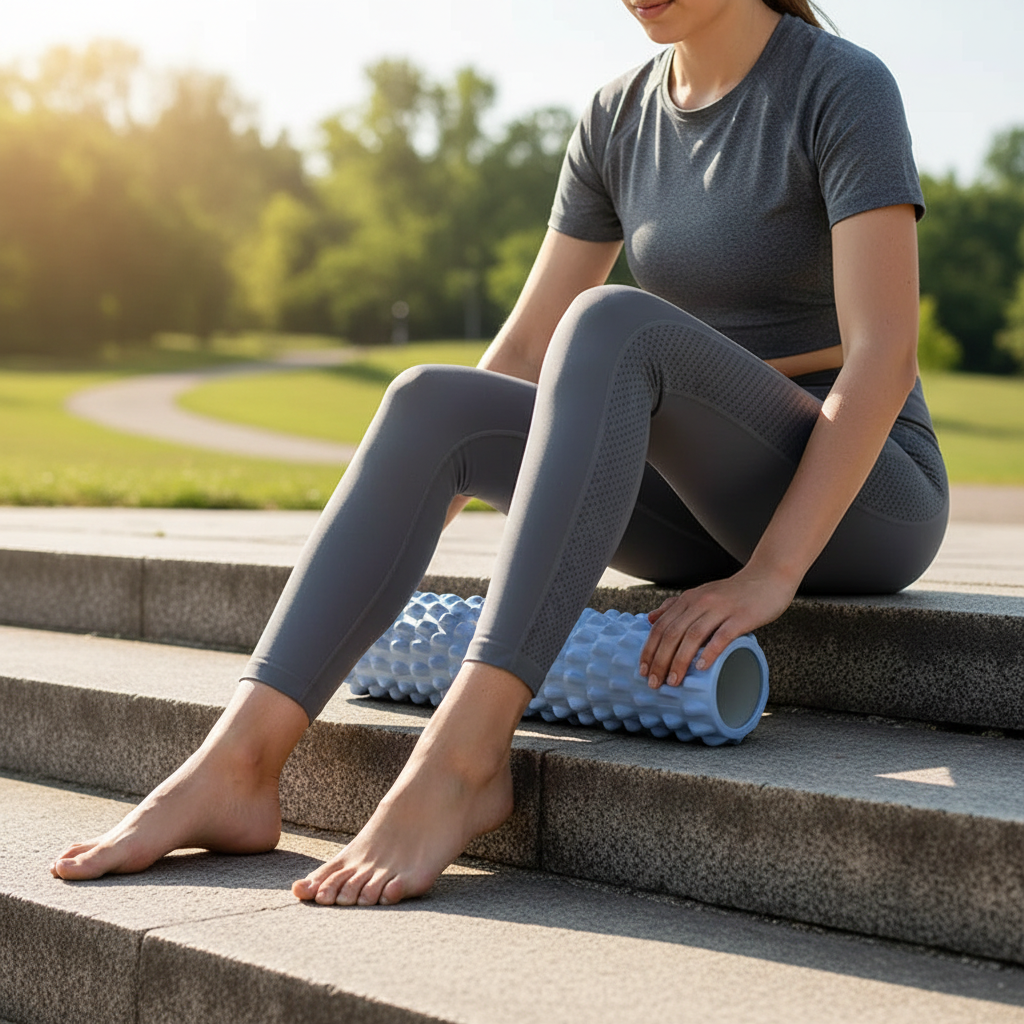 Calf foam rolling steps